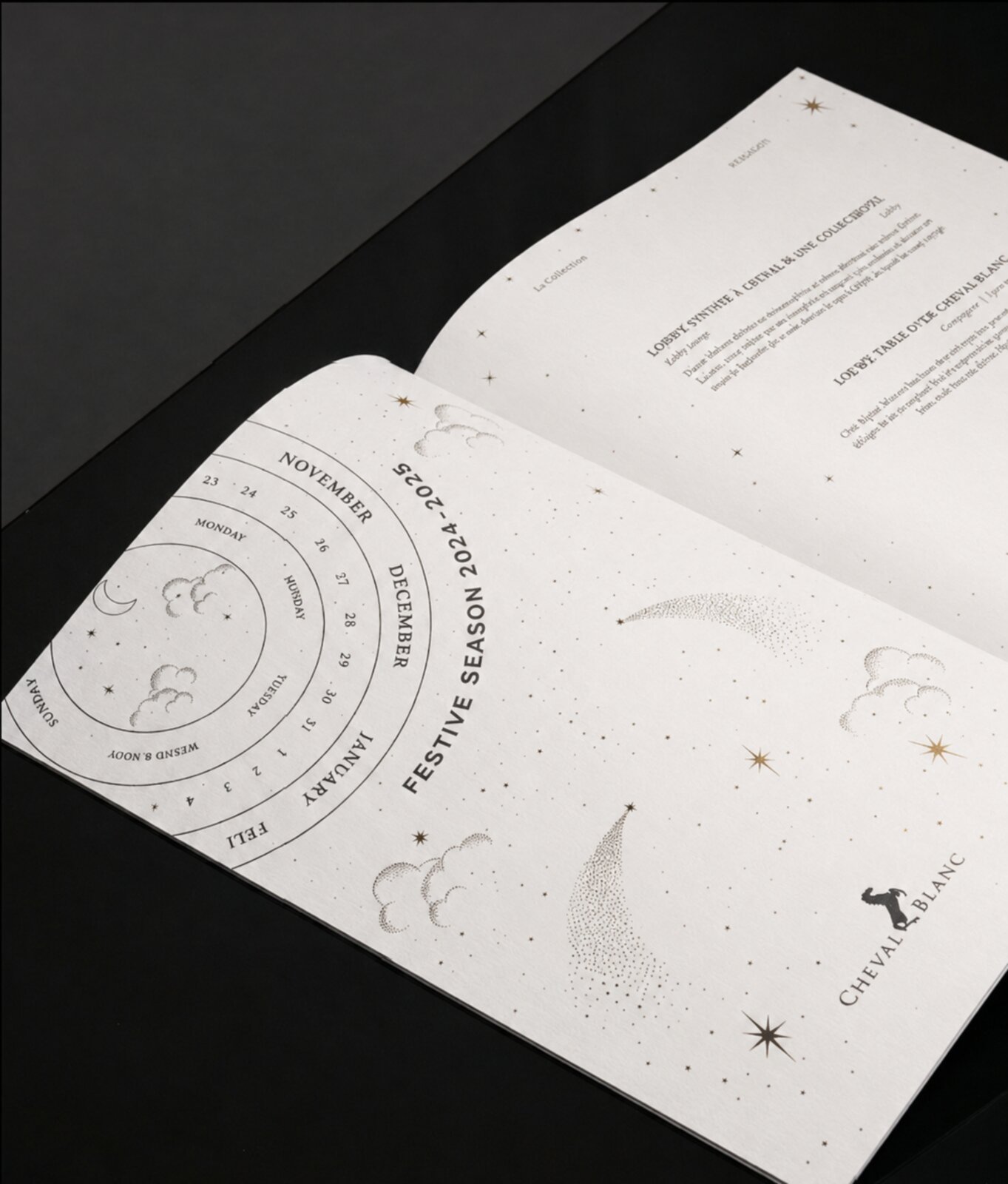 Cheval Blanc booklet, open
